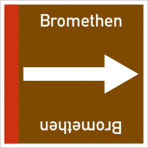 Rohrleitungskennzeichnung viereckig Bromethen · Aluminium-Schild