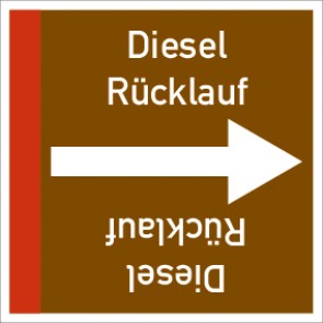 Schild Rohrleitungskennzeichnung viereckig Diesel Rücklauf · selbstklebend