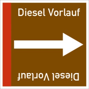 Rohrleitungskennzeichnung viereckig Diesel Vorlauf · Aufkleber | stark haftend