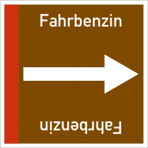Rohrleitungskennzeichnung viereckig Fahrbenzin · Aluminium-Schild