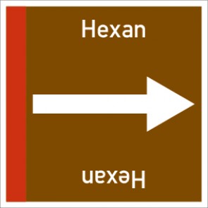Rohrleitungskennzeichnung viereckig Hexan · Aufkleber | stark haftend