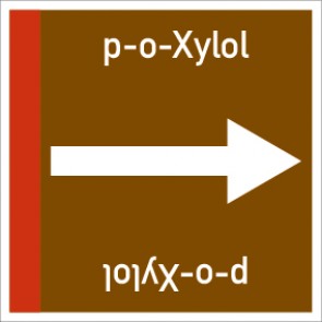 Rohrleitungskennzeichnung viereckig p-o-Xylol · ALU-SCHILD