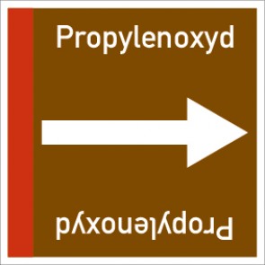 Rohrleitungskennzeichnung viereckig Propylenoxyd · Aufkleber | stark haftend