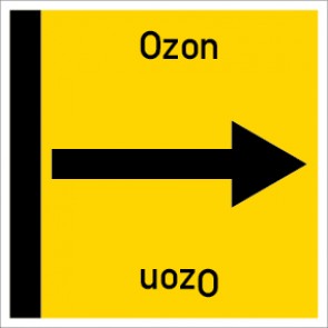 Rohrleitungskennzeichnung viereckig Ozon · Aufkleber | stark haftend