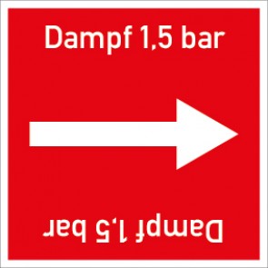 Rohrleitungskennzeichnung viereckig Dampf 1,5 bar · Aluminium-Schild