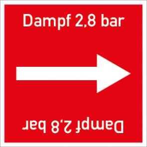 Schild Rohrleitungskennzeichnung viereckig Dampf 2,8 bar · selbstklebend