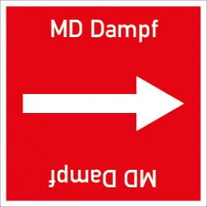 Rohrleitungskennzeichnung viereckig MD Dampf · Aufkleber