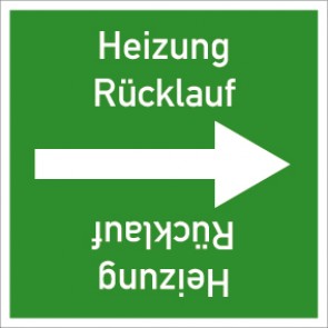 Rohrleitungskennzeichnung viereckig Heizung Rücklauf · ALU-SCHILD