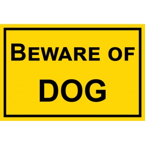 Aufkleber Beware of Dog | gelb