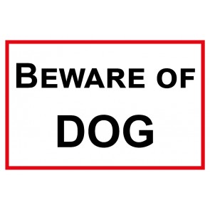 Schild Beware of Dog | weiß | rot