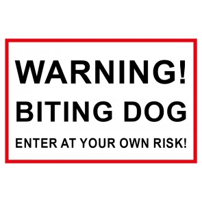 Magnetschild Warning! Biting Dog · Enter at your own risk! | weiß | rot