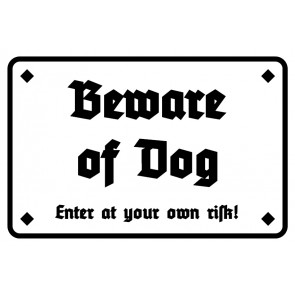 Schild Beware of Dog | weiß