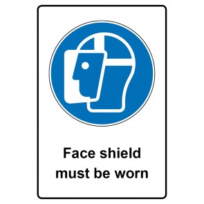 Schild Gebotszeichen Piktogramm & Text englisch · Face shield must be worn (Gebotsschild)