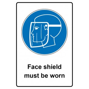 Schild Gebotszeichen Piktogramm & Text englisch · Face shield must be worn (Gebotsschild)