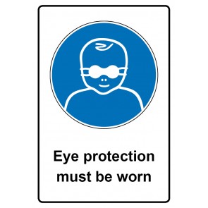 Aufkleber Gebotszeichen Piktogramm & Text englisch · Eye protection must be worn (Gebotsaufkleber)