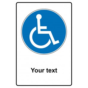 Aufkleber Gebotszeichen Piktogramm & Text englisch · Handicap Your text (Gebotsaufkleber)