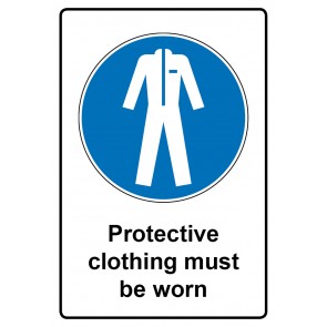 Aufkleber Gebotszeichen Piktogramm & Text englisch · Protective clothing must be worn (Gebotsaufkleber)