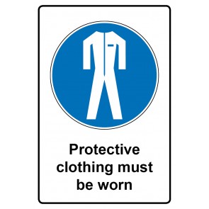 Aufkleber Gebotszeichen Piktogramm & Text englisch · Protective clothing must be worn | stark haftend (Gebotsaufkleber)