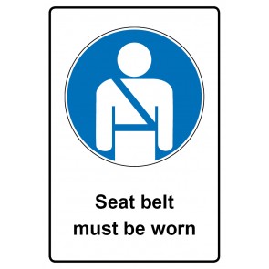 Schild Gebotzeichen Piktogramm & Text englisch · Seat belt must be worn | selbstklebend (Gebotsschild)
