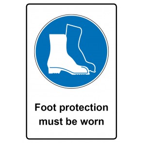 Magnetschild Gebotszeichen Piktogramm & Text englisch · Foot protection must be worn (Gebotsschild magnetisch · Magnetfolie)