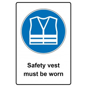 Schild Gebotzeichen Piktogramm & Text englisch · Safety vest must be worn | selbstklebend (Gebotsschild)