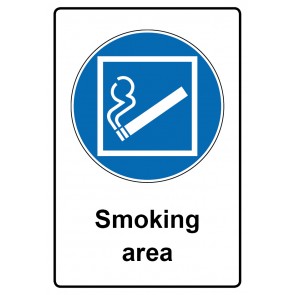 Aufkleber Gebotszeichen Piktogramm & Text englisch · Smoking area (Gebotsaufkleber)
