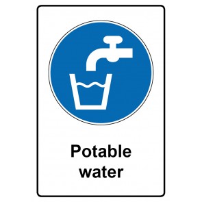 Schild Gebotzeichen Piktogramm & Text englisch · Potable water | selbstklebend (Gebotsschild)
