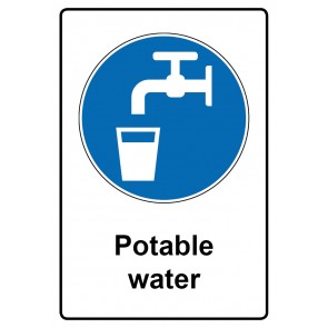 Magnetschild Gebotszeichen Piktogramm & Text englisch · Potable water (Gebotsschild magnetisch · Magnetfolie)