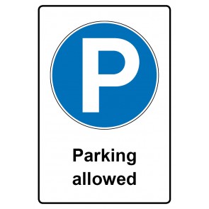 Aufkleber Gebotszeichen Piktogramm & Text englisch · Parking allowed | stark haftend (Gebotsaufkleber)