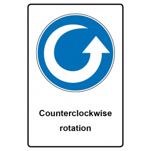 Aufkleber Gebotszeichen Piktogramm & Text englisch · Counterclockwise rotation | stark haftend (Gebotsaufkleber)