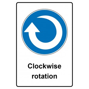 Schild Gebotszeichen Piktogramm & Text englisch · Clockwise rotation (Gebotsschild)