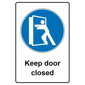 Aufkleber Gebotszeichen Piktogramm & Text englisch · Keep door closed (Gebotsaufkleber)