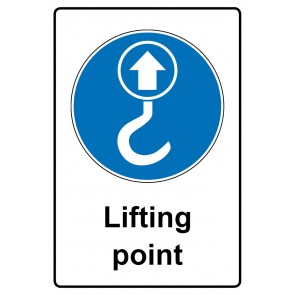Schild Gebotszeichen Piktogramm & Text englisch · Lifting point (Gebotsschild)