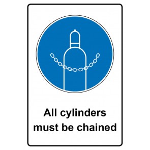 Schild Gebotzeichen Piktogramm & Text englisch · All cylinders must be chained | selbstklebend (Gebotsschild)