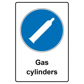 Schild Gebotszeichen Piktogramm & Text englisch · Gas cylinders (Gebotsschild)