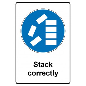 Magnetschild Gebotszeichen Piktogramm & Text englisch · Stack correctly (Gebotsschild magnetisch · Magnetfolie)