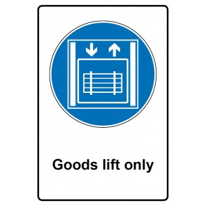 Aufkleber Gebotszeichen Piktogramm & Text englisch · Goods lift only (Gebotsaufkleber)
