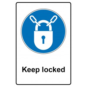 Schild Gebotzeichen Piktogramm & Text englisch · Keep locked | selbstklebend (Gebotsschild)