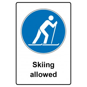 Schild Gebotzeichen Piktogramm & Text englisch · Skiing allowed | selbstklebend (Gebotsschild)