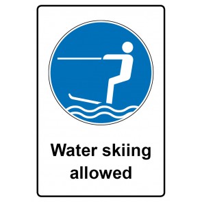 Aufkleber Gebotszeichen Piktogramm & Text englisch · Water skiing allowed | stark haftend (Gebotsaufkleber)