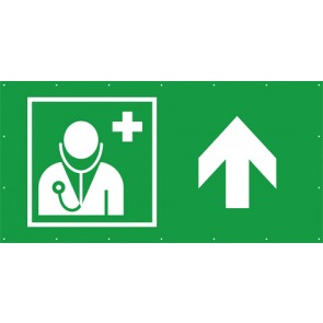 Rettungszeichen Banner · Plane Arzt, Ärztliche Hilfe geradeaus