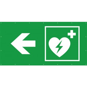 Rettungszeichen Banner · Plane Defibrillator links