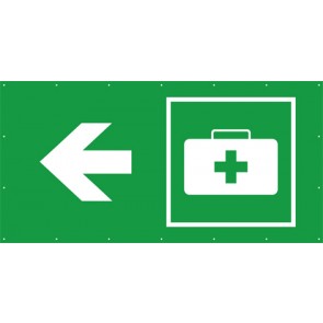 Rettungszeichen Banner · Plane Notfallkoffer Sanitätskoffer links