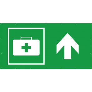 Rettungszeichen Banner · Plane Notfallkoffer Sanitätskoffer geradeaus