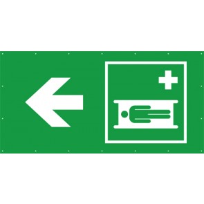 Rettungszeichen Banner · Plane Krankentrage, Nottrage links