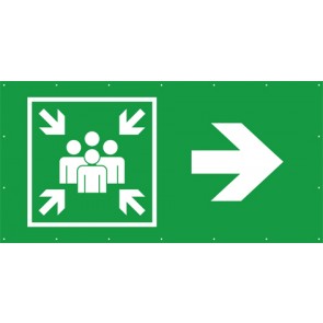 Rettungszeichen Banner · Plane Sammelplatz, Sammelstelle rechts
