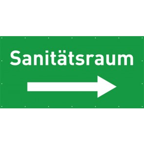 Rettungszeichen Banner · Plane Sanitätsraum rechts
