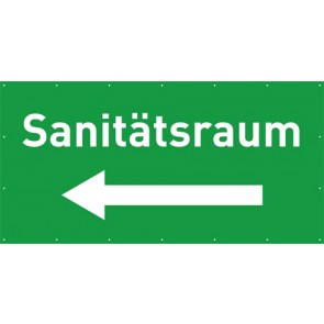 Rettungszeichen Banner · Plane Sanitätsraum links
