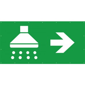 Rettungszeichen Banner · Plane Duschraum, Dusche rechts