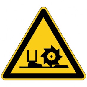 Warnschild Warnung vor Fräswelle